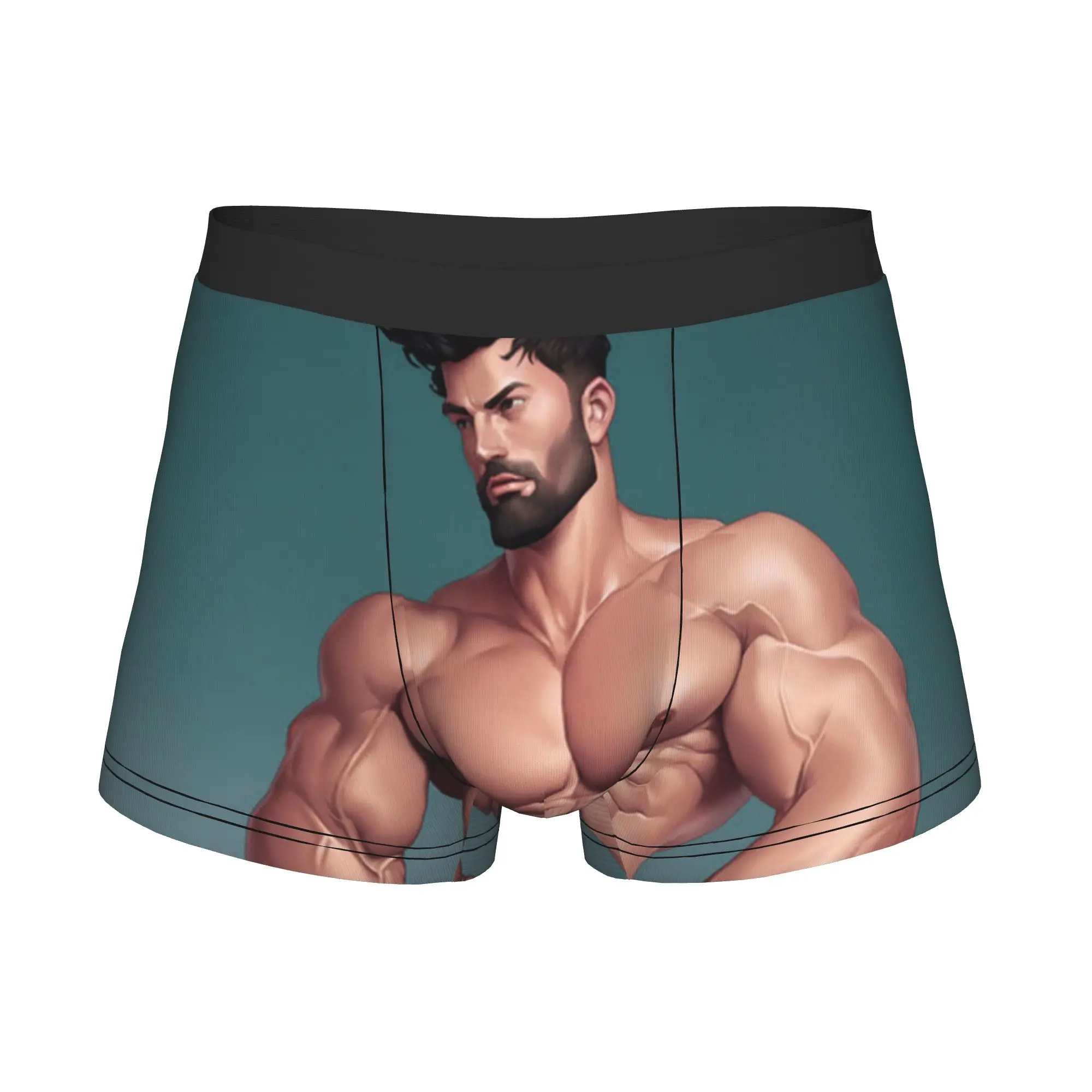 Male Funny Tempting Gym Muscle Man Sexy Hunk Underwear Gay Pride Body Art Boxer Briefs Soft Shorts Panties Underpants