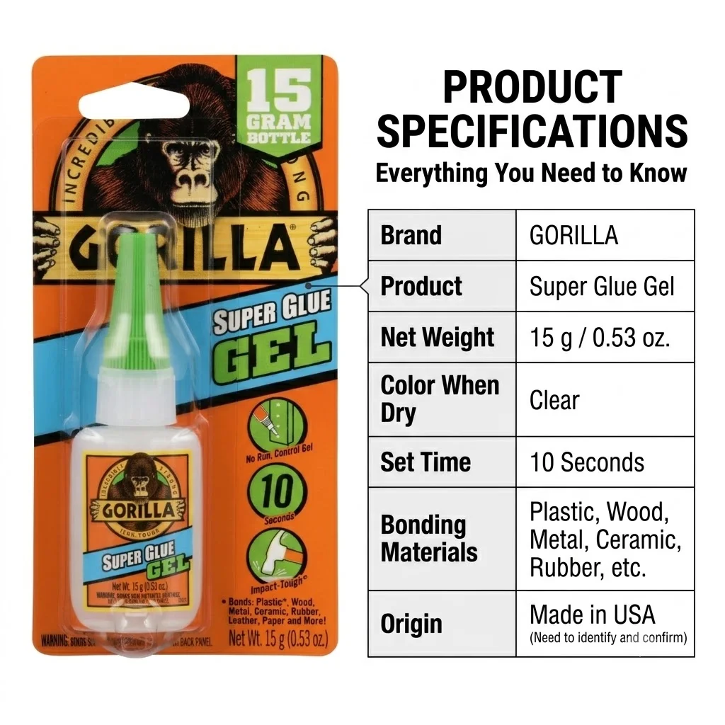 Gorilla Super Glue Gel Xl Quick-Drying Glue Versatile Super Sticky For Welding Plastics Metals Wood And Acrylic. - view 6