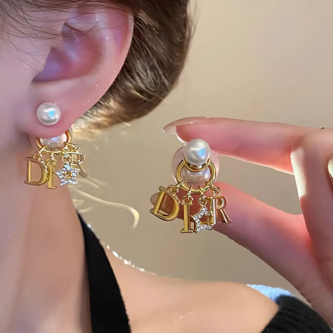 جديد عصري رسالة الوجهين اللؤلؤ أقراط اللؤلؤ للنساء الفاخرة أنيقة الربيع الصيف موضة أقراط Aretes De Mujer #6