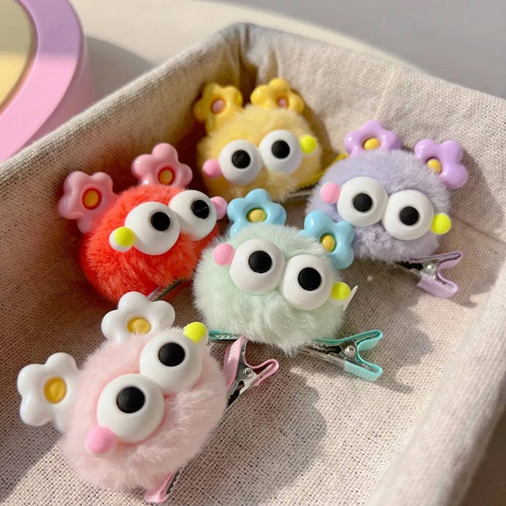 

Заколки для волос в корейском стиле для женщин, милые плюшевые заколки с животными с большим глазом и цветочным декором, модные аксессуары для волос, подарок для девочки