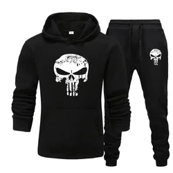 2 Pieces Sets Tracksuit Hooded Men Skull Brand Autumn Winter Sweatshirt +drawstring Pants Male Sport Hoodies Running Sportswear