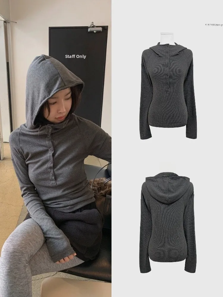 

Женская футболка Long Sve простого дизайна, толстовка с капюшоном и вставкой в стиле барокко, зимняя модная базовая персональная шапка