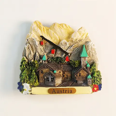 Europe，Austria，Alps，3D Stereoscopic，Tourism Souvenirs，Resin painting，Decoration home，Refrigerator magnets