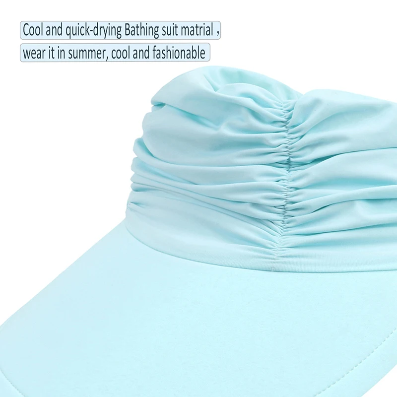 Ice Silk Sun Hat for Women Fashion Large Wide Brim Uv Protection Visors Summer Solid Color Empty Top Hats Outdoor Swim Beach Cap