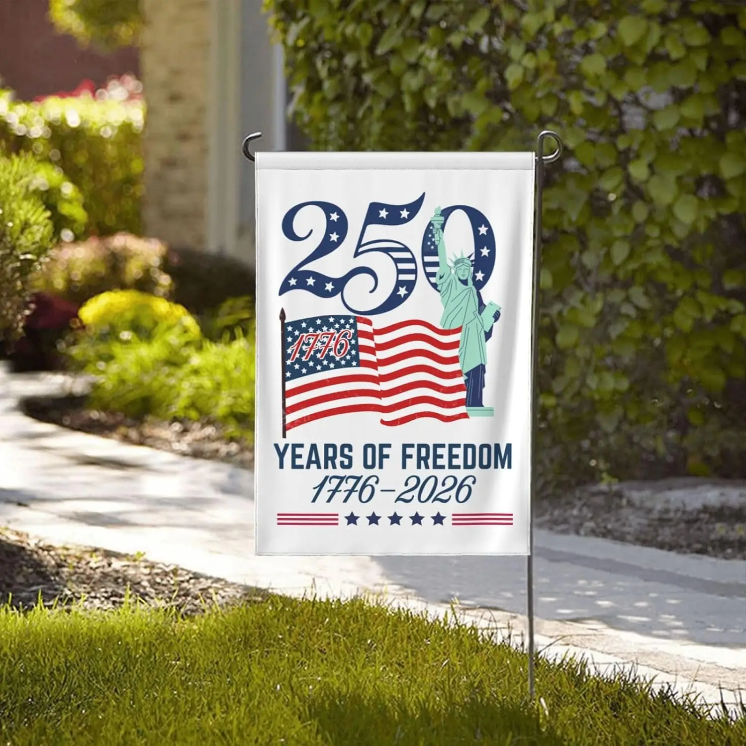 250 Years Flag For Freedom 250th 1776-2026 Birthday July 4th Decorative Home Bar Decor Garden Flag 12x18 Inch KZA