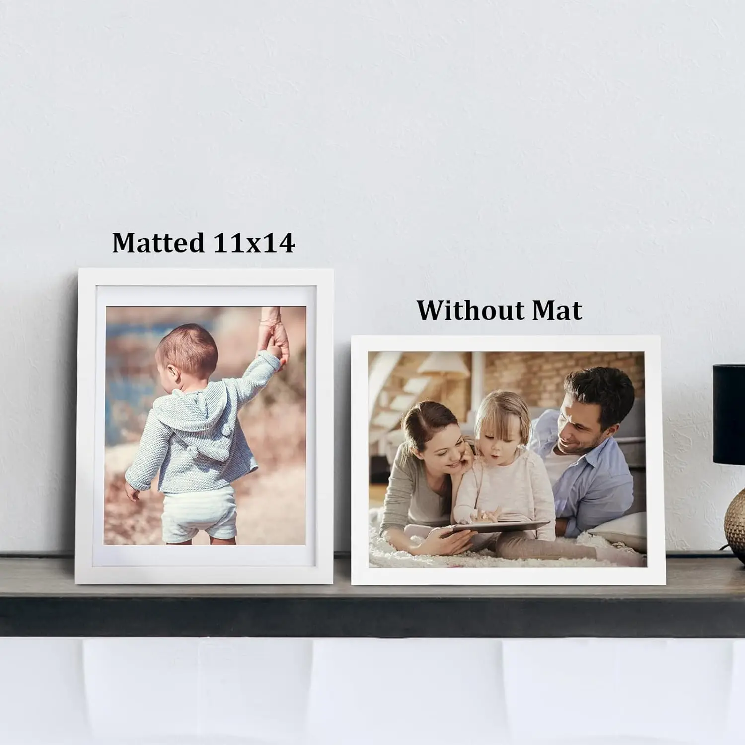 12x16 Picture Frames Set of 6 with Plexiglass, Display Pictures 11x14 with Mat or 12x16 Without Mat for Tabletop Display