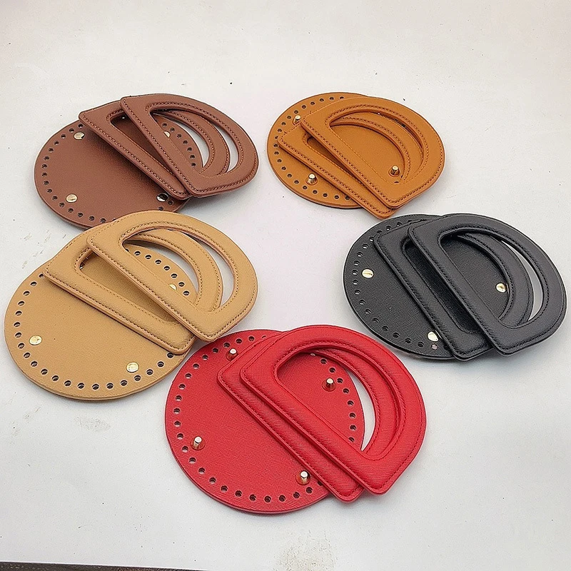 Handmade Bag\'s Handle Accessories Leather D-shaped Handle Leather DIY Material Hand-woven Bag Semi-circular Handle Accessories