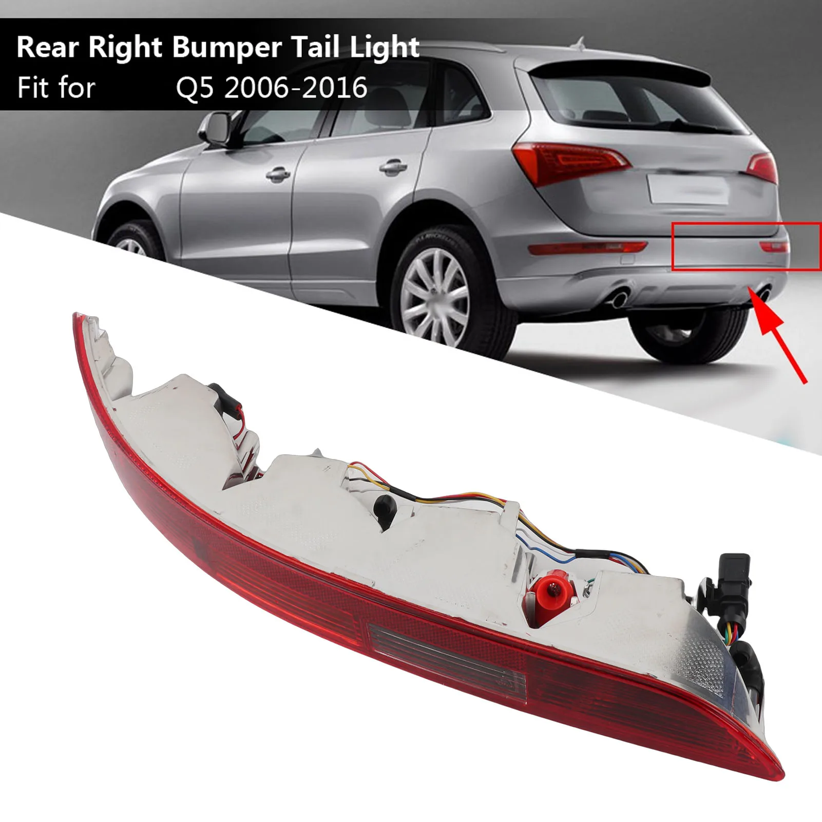 

Car Rear Right Bumper Tail Light Fog Lamp Rear Right Side Lower Bumper Red Reverse Tail Light Fog Lamp for Q5 2006‑2016