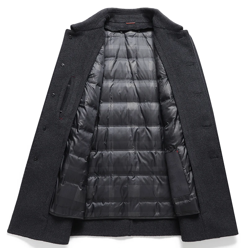 High quality fashion handsome trend all-in-one youth leisure business removable down lining double-sided 52% wool Wool Blends