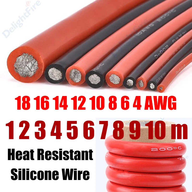 1-10m Solar Panel Electrical Wire 18 16 14 12 10 8 6 4 AWG Heat Resistant Silicone Wire for Car Battery Inverter Auto LED Light