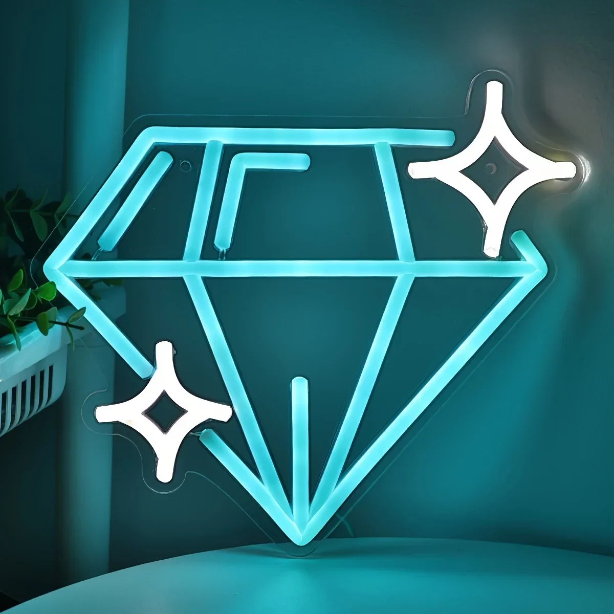 Sapphire Diamond LED Wall Neon Signs Jewelry Make Up Comestic Store Cloth Shop BAR Party Pub Club Room Home Window Decoration