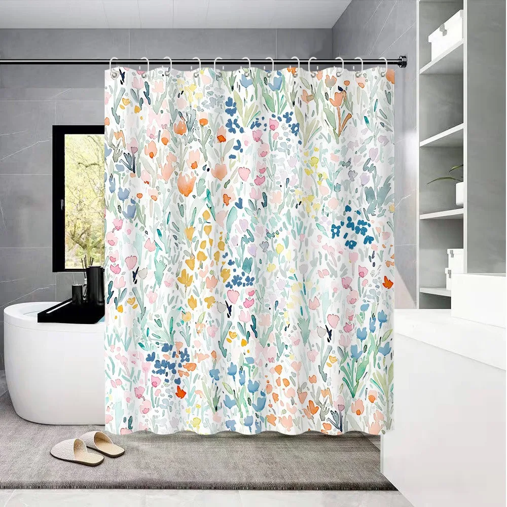 

Скандинавский стиль акварельные цветы моющаяся грязеотталкивающая занавеска для душа насадка для душа водонепроницаемая полиэстеровая занавеска для ванны