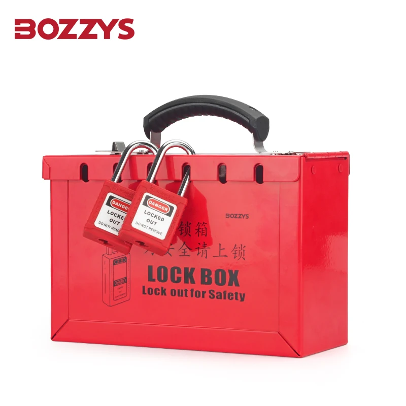 

BOZZYS Portable Group Lockout Box Cabinet for Visual Management with Plastic-coated Steel Plate and Folding Handle