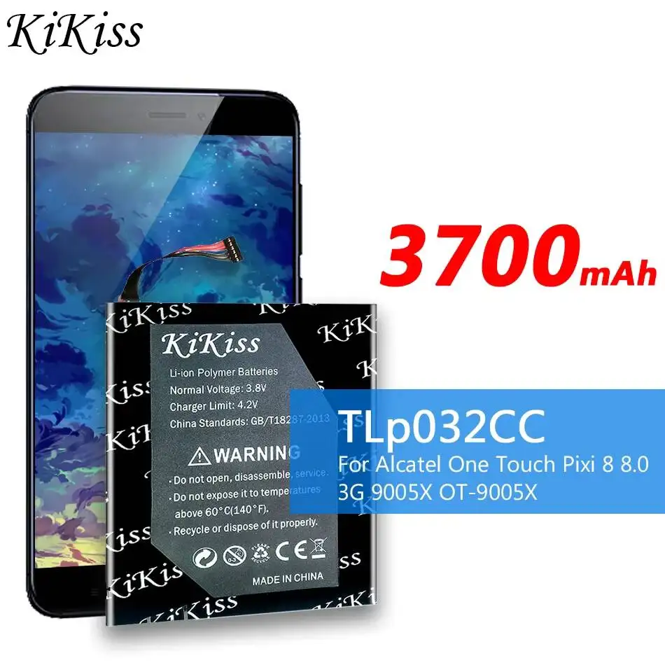 

Аккумулятор для мобильного телефона 3700 мАч TLp032CC для Alcatel One Touch Pixi 8 8.0 3G 9005X OT-9005X, высокая производительность