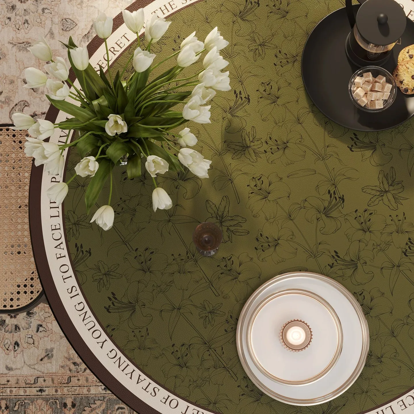 American Style Waterproof Oil-Proof PvcTablecloth Decorative Round Kitchen Dining Party Table Cover Tea Cloth Diameter 50~140cm