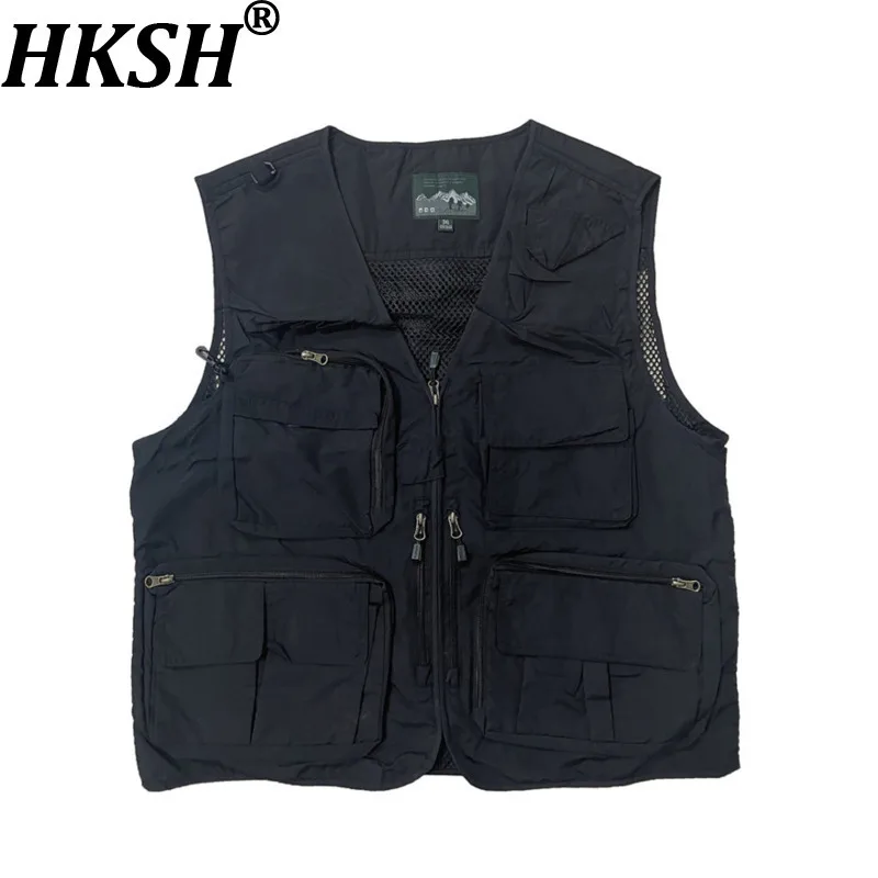 

HKSH Spring Summer New Man Outdoor Dark Safari Style Pockets Design Techwear Trend Fashion Punk Women Tactical Waistcoat HK13981