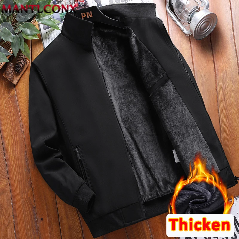 Autumn Winter Warm Business Men\'s Jacket Windbreak Parka Office Dress Coat Thick Fleece Jacket Men Zip Up Men\'s Winter Coat 3XL