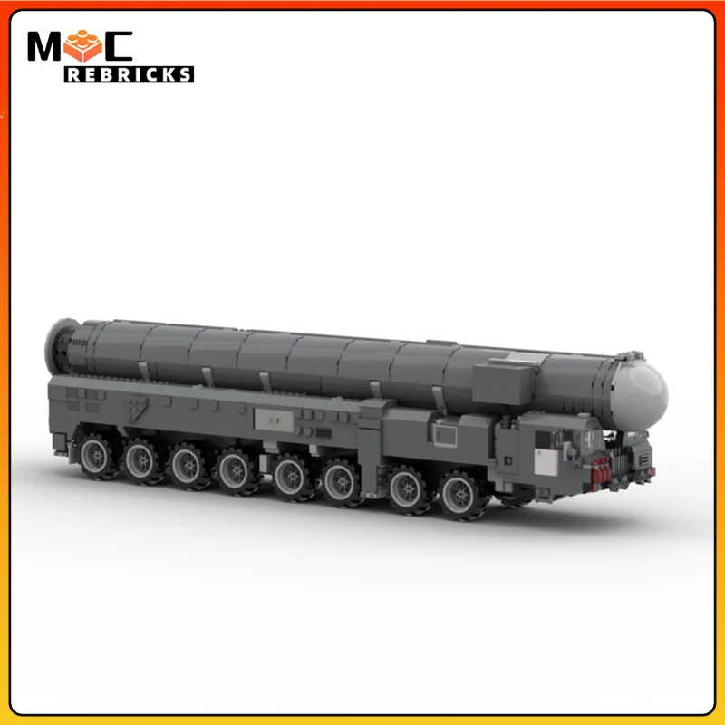 Modern Military Heavy Nuclear Weapons Russia RT-2PM2 Topol-M ICBM Launcher MOC Building Blocks Missile Car Brick Toy Kid Gift