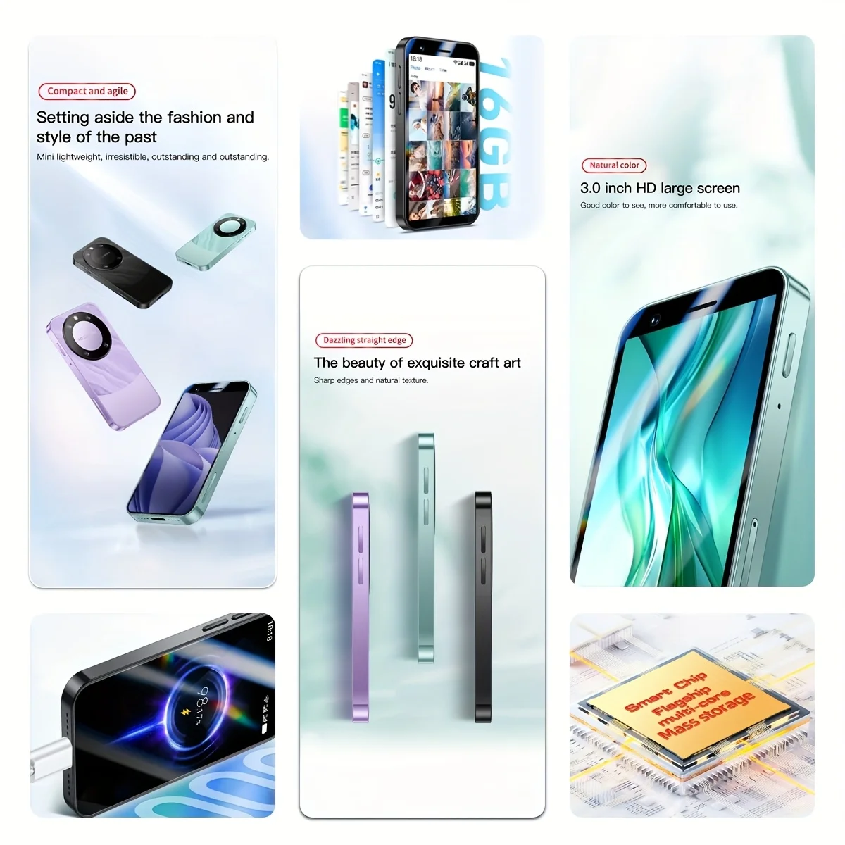 SOYES F8 هاتف ذكي صغير 3.0 بوصة أندرويد 8.1 ثنائي الشريحة شبكة 3G هاتف صغير، 2 جيجابايت رام 16 جيجابايت ROM، هدية طالب محمولة للأطفال