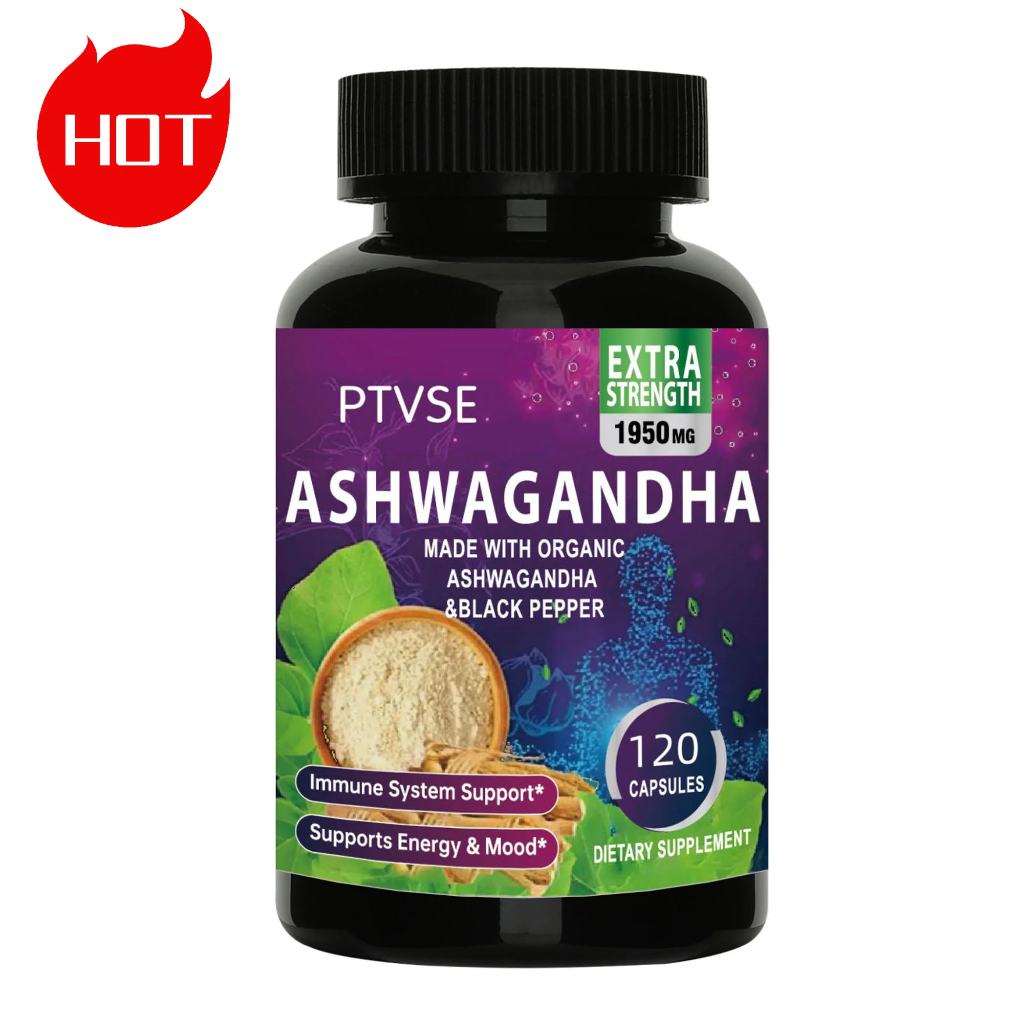 100% แคปซูล Ashwagandha Strength พิเศษ