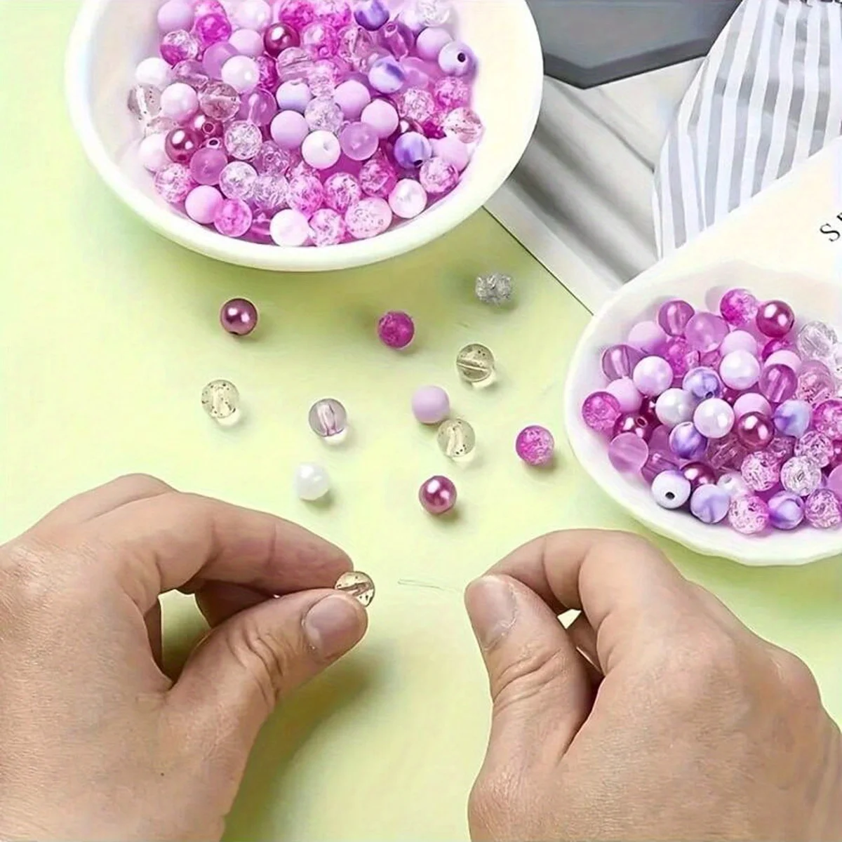 600pcs/Set, Bead Set Box, Frosted Round Beads, AB Round Beads, UV Round Beads, Mixed in Various Styles, DIY Production Products