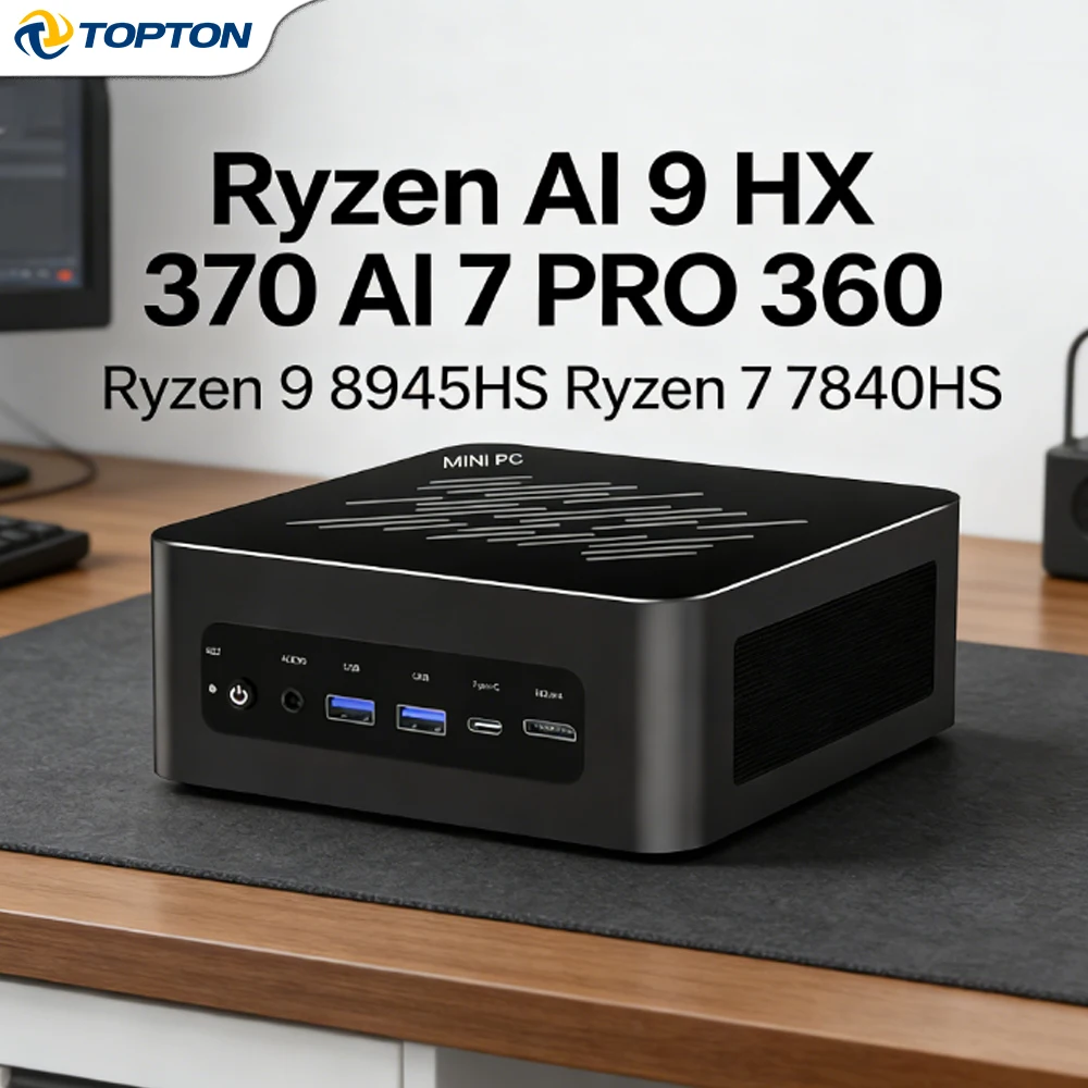 Mini PC para Juegos OCuLink AMD Ryzen AI 9 HX 370 R7 PRO 360 Ryzen 7 7840HS 2x2.5G LAN 2xNVMe Mini Ordenador de Escritorio Windows 11/10