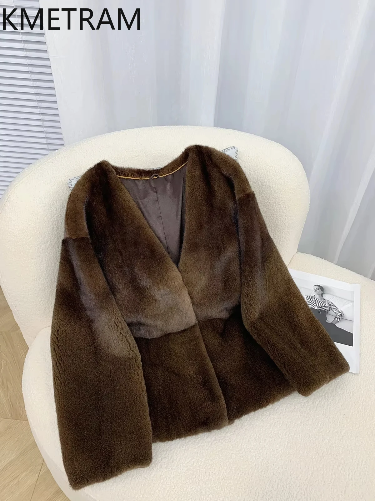 Real Danish Mink Fur Coat Women Luxury Coffee Color Fur Jacket Winter Outerwears High Quality Womans Clothing шуба женская 2024