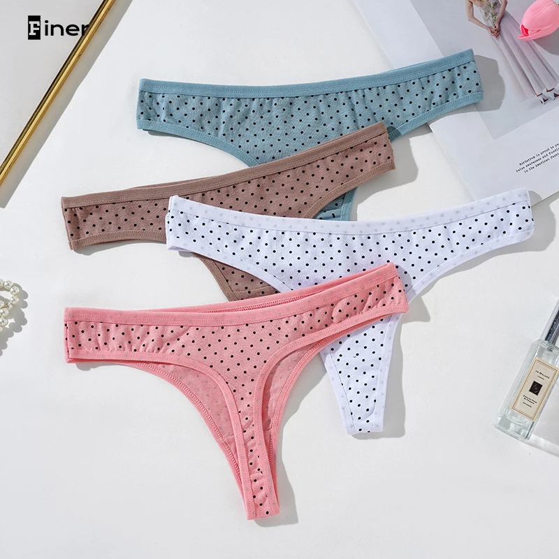 Women\'s Cotton Thongs Sexy Panties For Women Soft Tangas Skin-friendly Thong for Girls Cute Dot Panties Underwear Female T-back