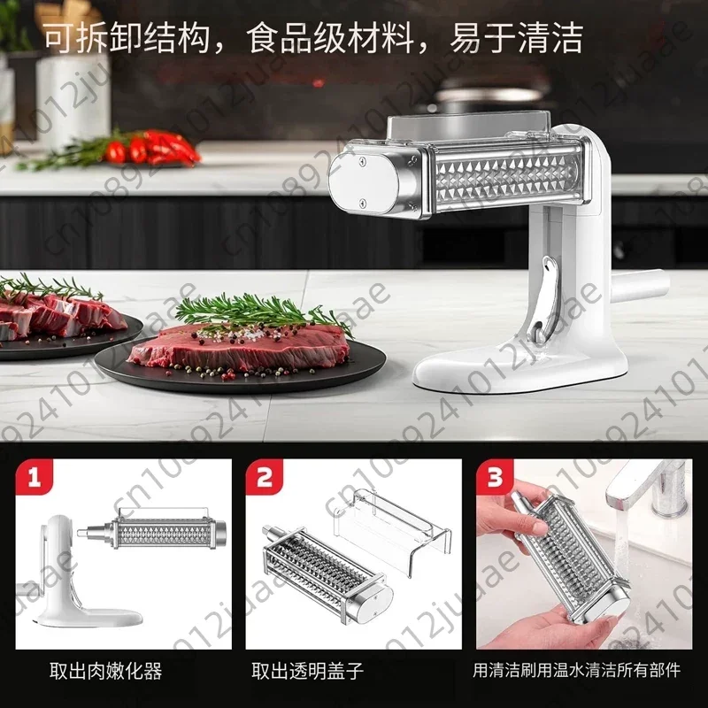 Manual Meat Tenderizer Tool, Meat Tenderizer Machine with Stainless Steel Gear, Steak Flatten Cuber Rolling Meat Poultry Tenderi