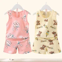 Mother Kids Clothes Baby Cotton Print  Children's Clothing T-shirt Vest Tops Shorts Sets Boys Girls Cute Breathable Summer 5