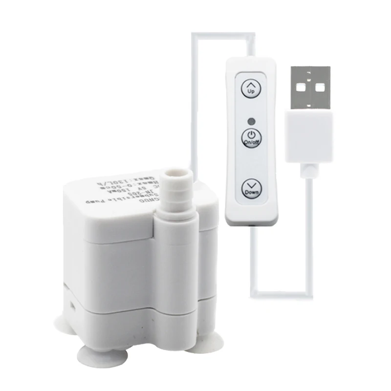 Silent USB Aquarium Fish Tank Filtration Pump Pet Fountain Submersible Adjustable Flow Water Circulation Pump Wired Controller