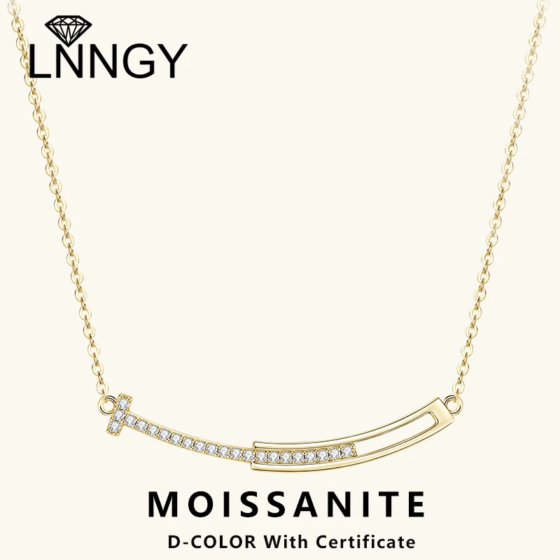 

Lnngy воротник Plata стерлингового серебра 925 пробы кулон с улыбкой ожерелье сертифицированный круглый цвет D 0,176CTTW муассанит ожерелье ювелирные изделия подарок