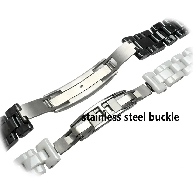 16mm 19mm For J12 ceramics wristband high quality women's men's watch strap Fashion bracelet black white