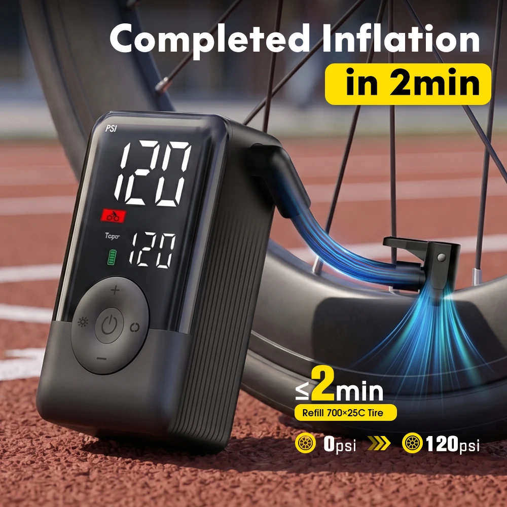 Carsun 150PSI Electric Air Pump Tyre Inflator Portable Digital Auto Stop LCD Display Pressure Gauge LED Car Bicycle Motorcycle