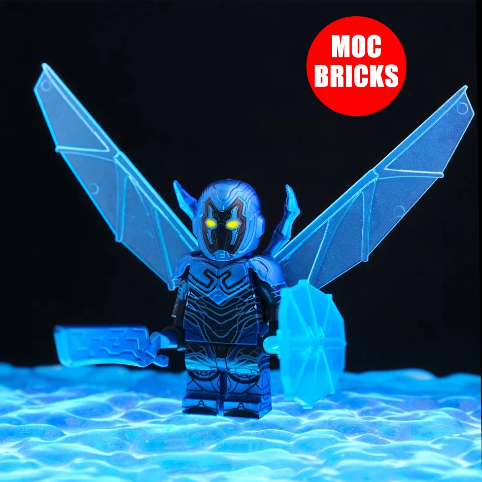 MOC Bricks Movie Super Blue Beetle Building Blocks Comic DC Anime Heroes Assembly Action Figures Toys for Kids Christmas Gifts