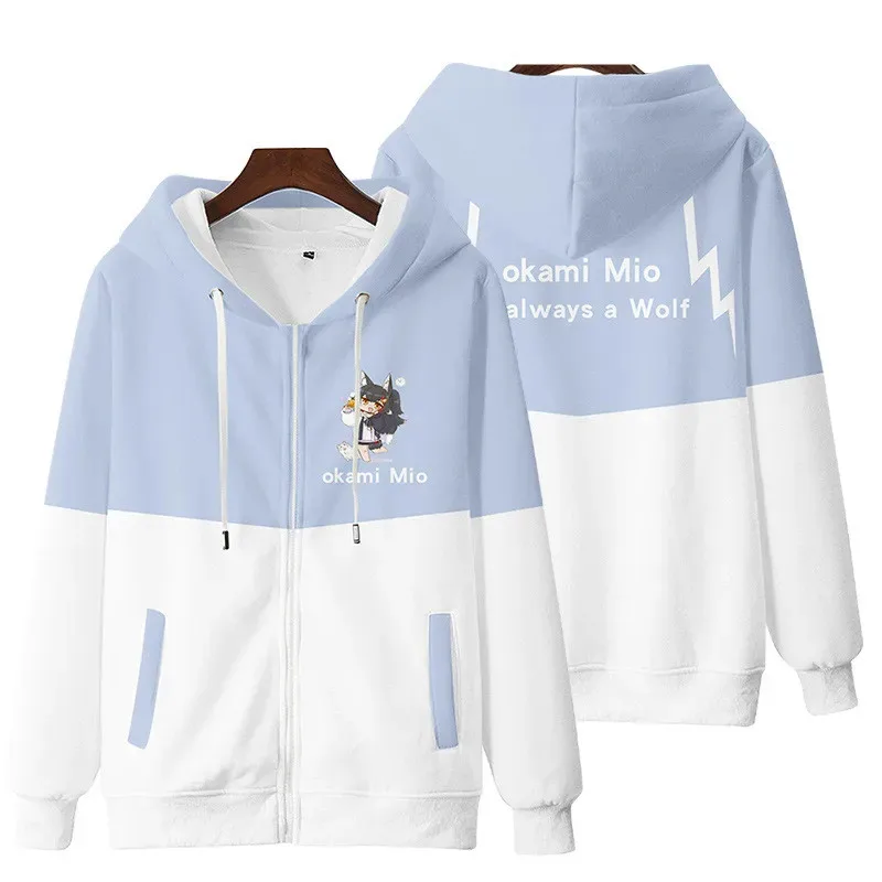 2025 11 VTuber Ookami Mio 3D 인쇄 남성/여성 가을 패션 후드 티 셔츠 긴 소매 Pollover Jacket Clothes