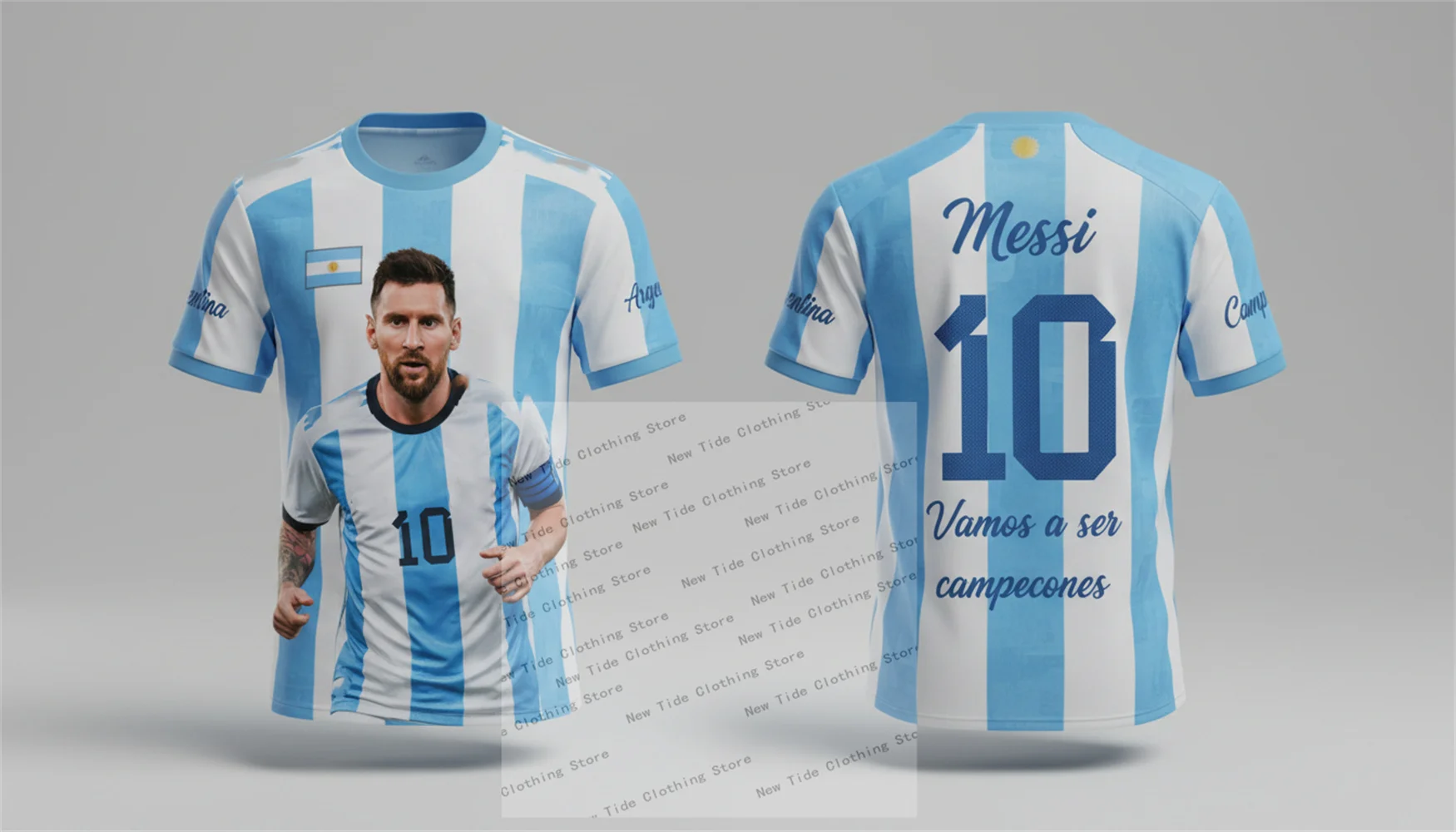 الأرجنتين 2026 كرة القدم كرة القدم جيرسي وتي شيرت للرجال المشجعين سوف نكون أبطال - نمط نسخة المعجبين دعم فريقك #1