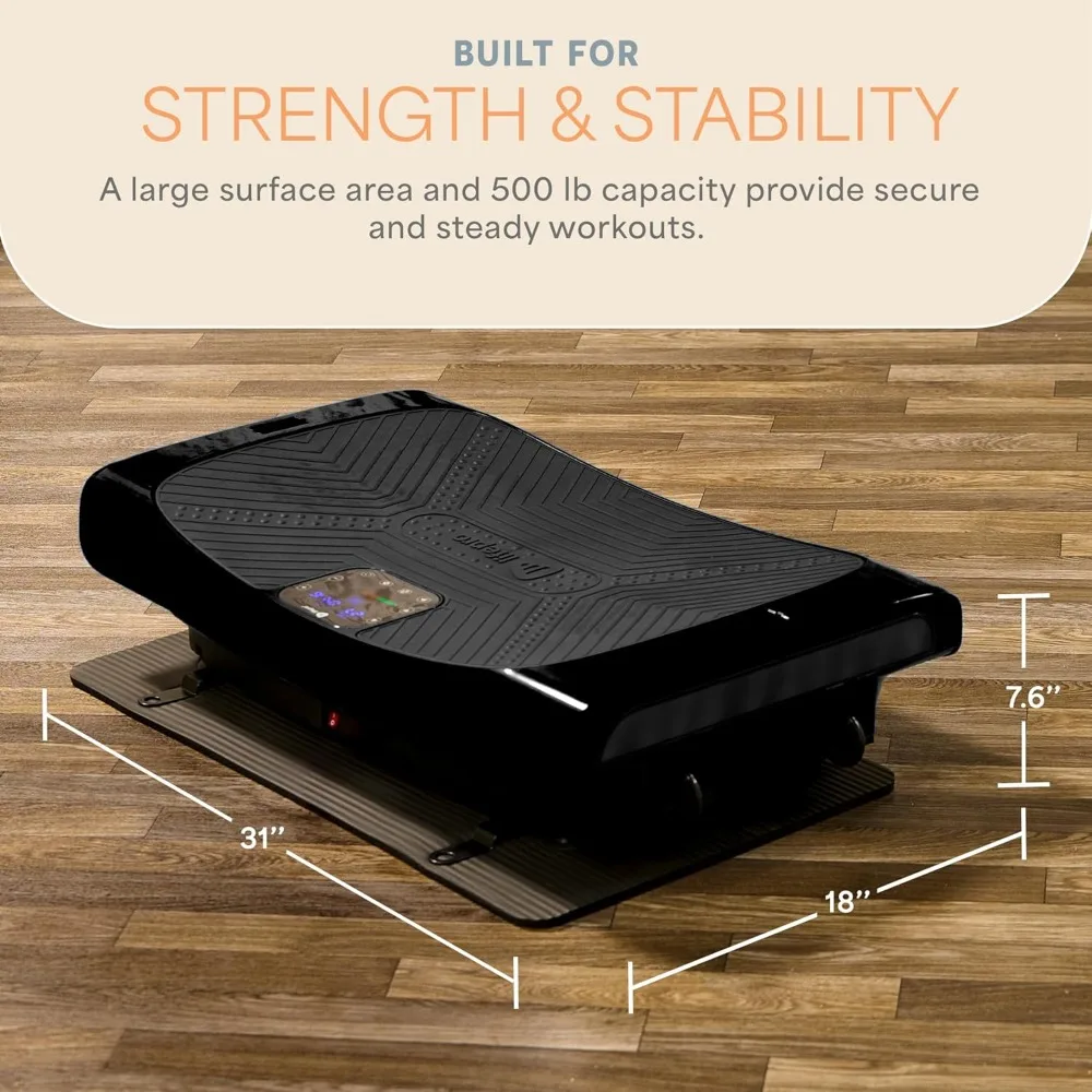 لوحة اهتزاز وحدة واحدة مع حركة 4D - تقنية محرك ثلاثية، وأشرطة تمرين متضمنة - تعزز التنغيم وتخفيف الألم في صالات الألعاب الرياضية المنزلية #6