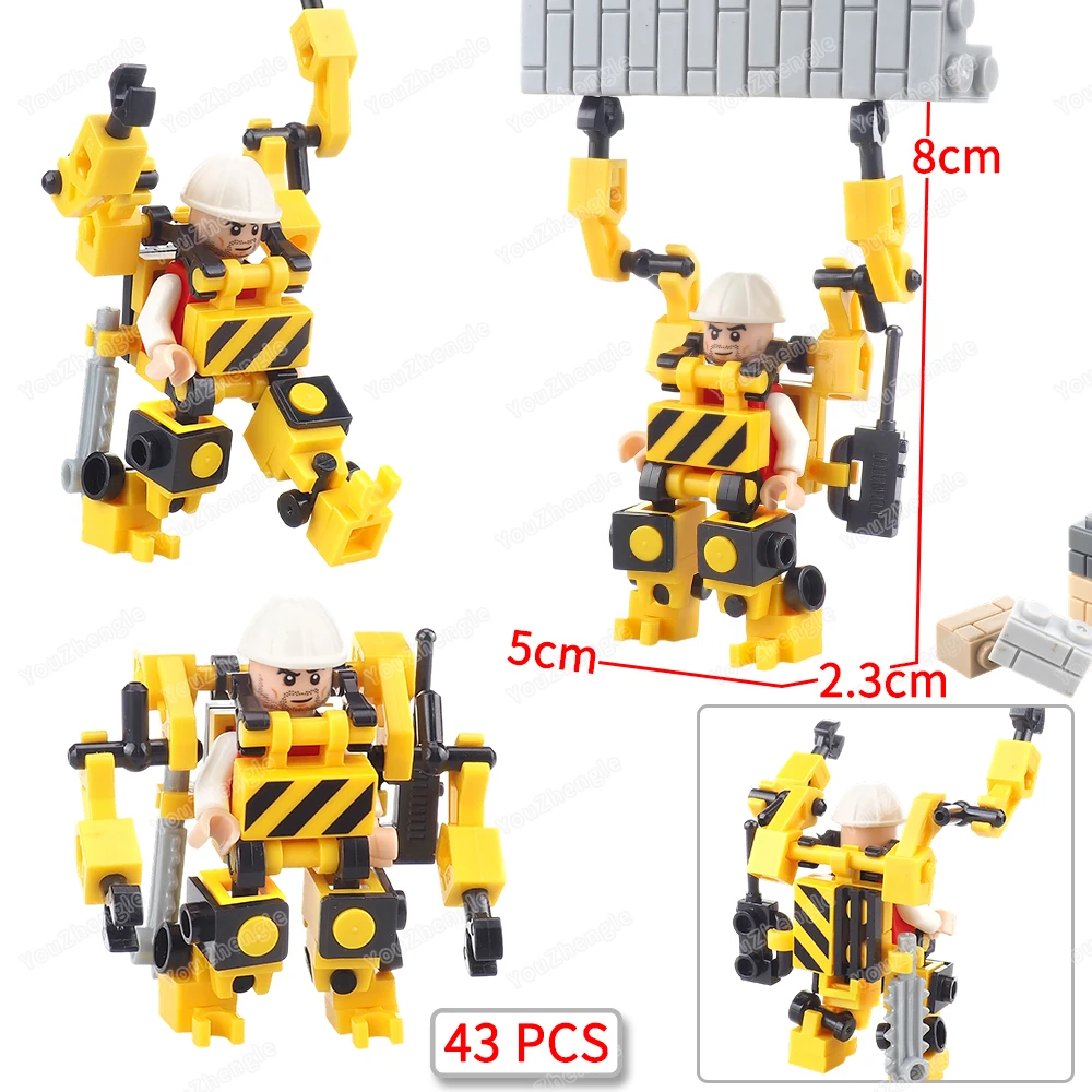 Figuren Techniek Mechanisch pantser Bouwstenen MOC Architectuur Exoskelet Uitrusting Instellingen Scènes Modellen Cadeau Jongensspeelgoed
