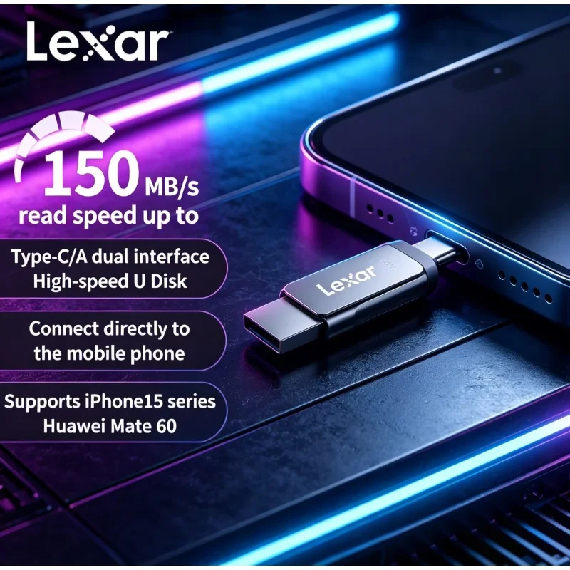 高速150mb-秒-デュアルヘッドuディスク-メタル製usb-a-type-cメモリースティック-モバイルフォン・ノートパソコン用ファイル転送・ストレージ