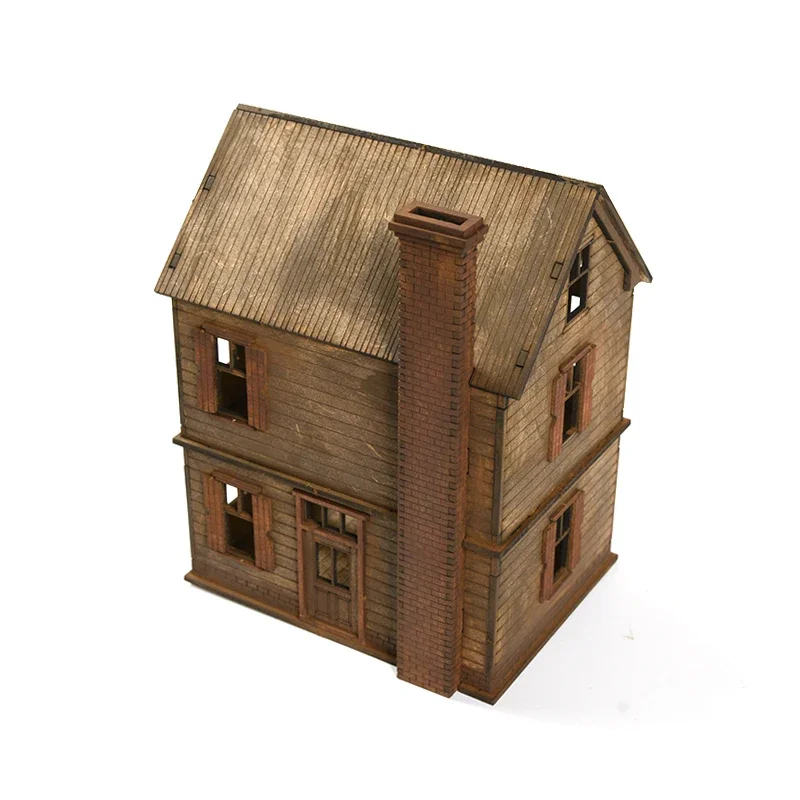 1/72 Eastern European Two-story Building Scene Wooden Assembly Model Decorations DIY Handmade Architecture Gift - Image 5
