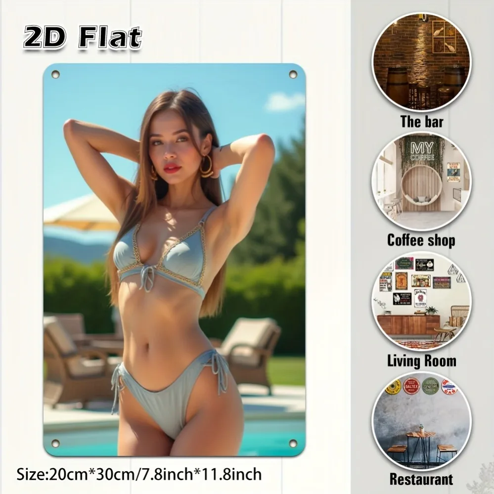 

"Fun 2D Bikini Lady Wall Art, Perfect Holiday Gift for Home, Cafe & Bar Decor"