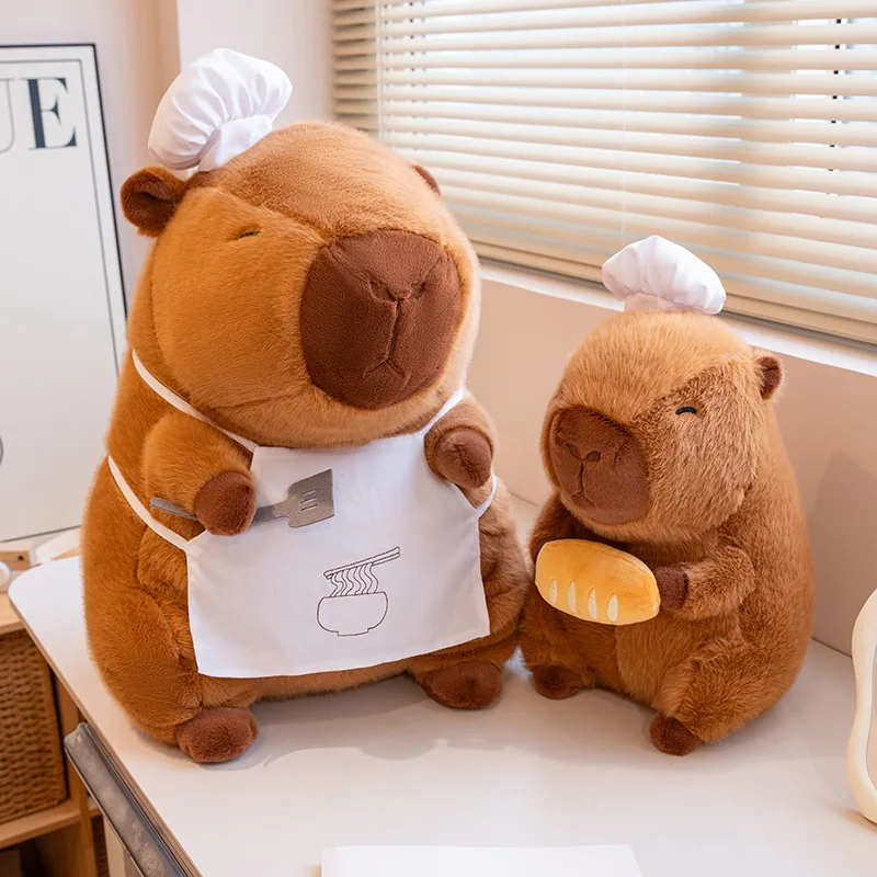 1Pc 2835/50cm Kawaii Capybara Plush Doll Lovely Capybara Wearing Chef's Hat Apron Stuffed Soft Animal Pillow Creative Gift Toy