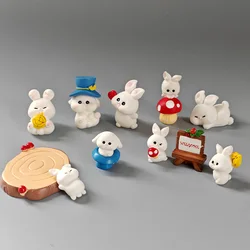 Family Forest Rabbit Figurine, Miniature DIY Fairy Garden Decoration, Car Accessories, New Year Gifts, Home Decor, 6-10 Pcs