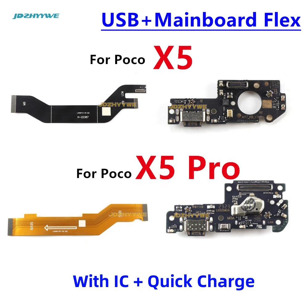 

Charge Board For Xiaomi Poco X5 Pro 5G SIM Reader Slot Port Charger Dock Plug USB Charging Main Mainboard Flex Cable Microphone