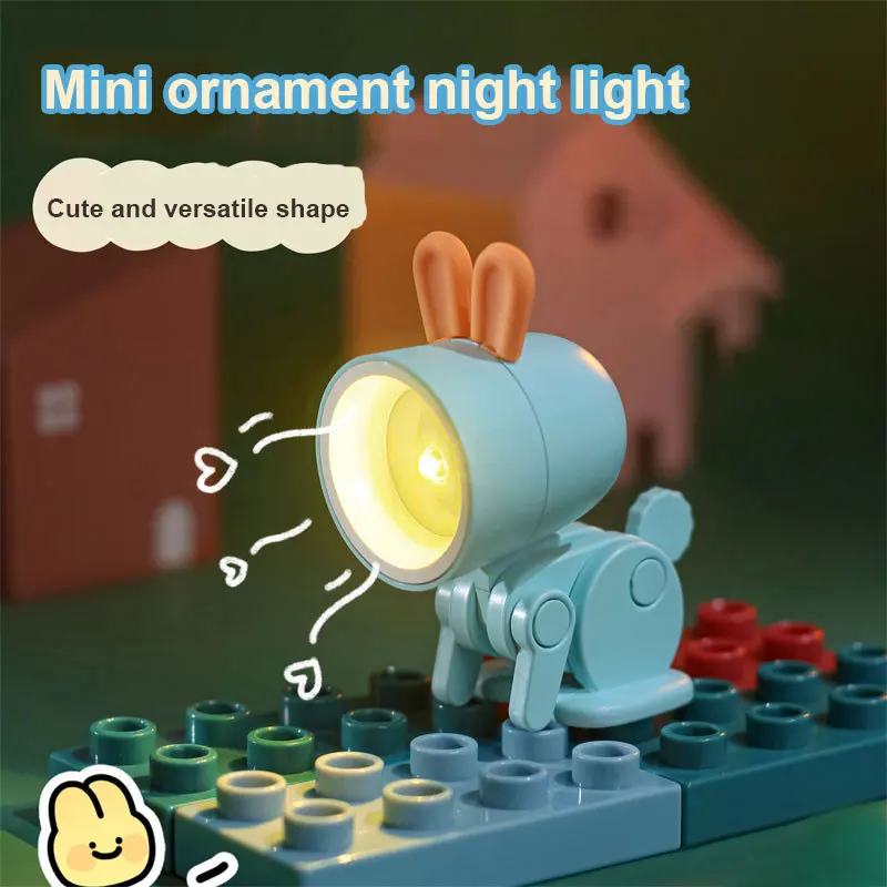 Mini Cute Pet Light LED Nightlight Folding Rabbit Dinosaur Dinosaur Flower Night Light Home Desktop Ornament Table Lamp