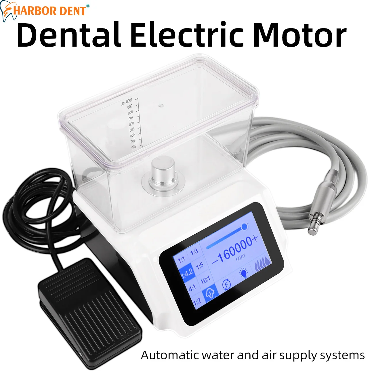 

Светодиодный стоматологический электродвигатель с 4,5-дюймовым цветным экраном, резервуар для воды на 1000 мл, электрический бесщеточный хирургический мотор, система, стоматологические инструменты