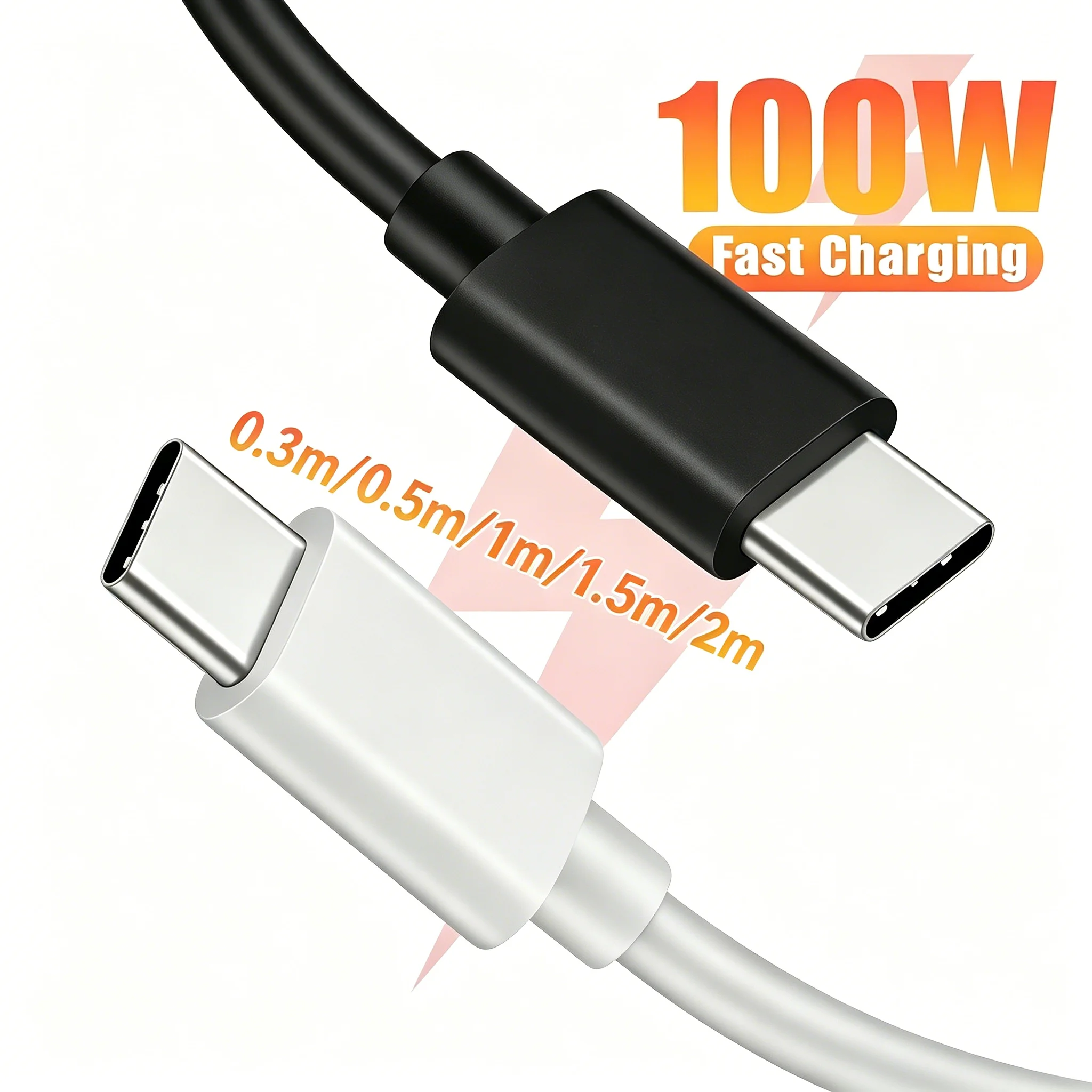 100W 0.3m/0.5/1m/1.5m/2m Extend Data Cable PD Fast Charging Data Cord USB-C Mobile Phone Quick Charge Wire For Xiaomi Honor POCO