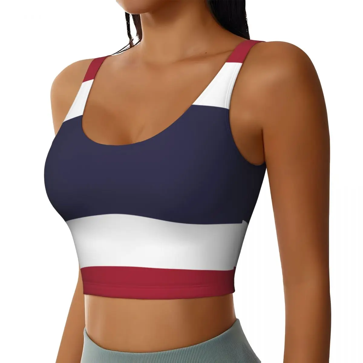 女性用Vネックヨガトップス、フィットネススポーツトップス、サンバ、セクシー、ベーシック、タイ国旗