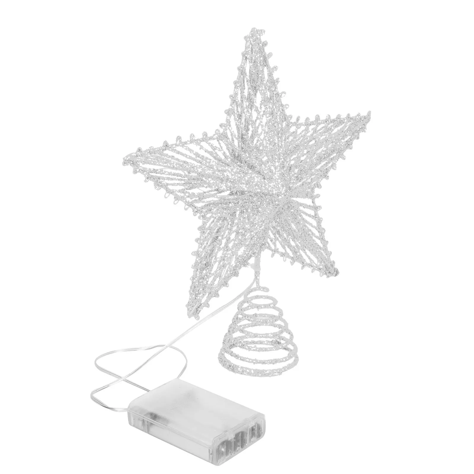 

1pc Christmas Tree Star With Light String Treetop Ornament Five-Pointed Star Decor Xmas Treetop Adornment Festival Tree